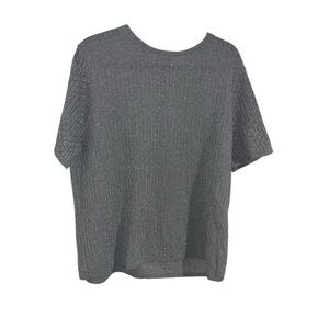 Vintage Alfred dunner shimmery silver short sleeve sweater xl grandma 90s Y2K